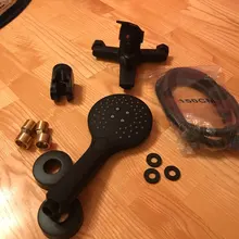 Mixer Tap Shower-Faucet Wall-Mount Bathroom Black Hand POIQIHY ABS Matte