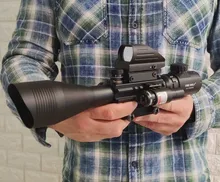 Fire Wolf-Mira iluminada telémetro para caza, rifle de retícula holográfica, visor de 4 retículas, láser rojo de 20 mm, ideal cacería, 4-12x50