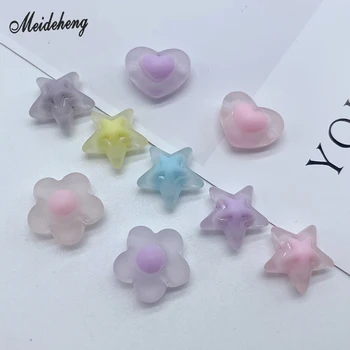 

Acrylic Frosted Egg Yolk Beads For Jewelry Making Love Flower Star Kids Headdress DIY Handy Loose Beads Materials
