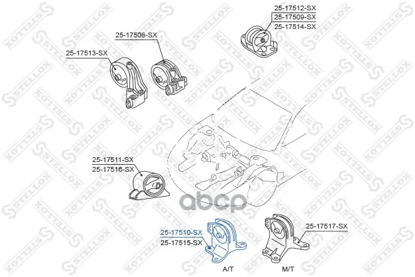 25-17510-Sx_подушка Двигателя Левая! Mitsubishi Galant Ea 1996-2003 Stellox 2517510sx Stellox арт. 2517510SX