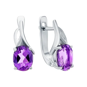 

Silver earrings with amethyst sunlight sample 925