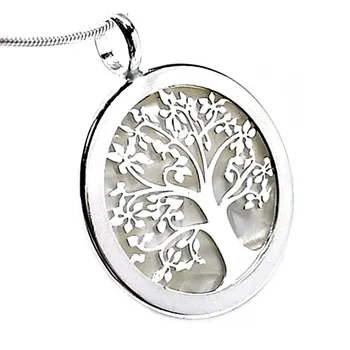 

Pendant 925 sterling silver m tree life white acetate fence 30mm. Woman