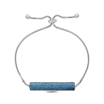 

KUTAYDAN 925 Sterling Silver 5 Must Nano Turquoise Stone Plate Lift Bracelet