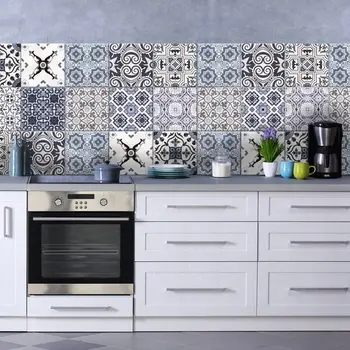 

Pack of 24 PCs tile stickers size 15x15 cm - Made in Italy PVC bathroom & kitchen Stickers decors retro 2