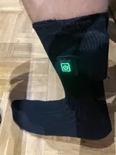 Calcetines térmicos con botón de calefacción eléctrica, 3,7 V, 2200mAh, con batería recargable, para invierno, para esquiar al aire libre