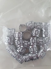 Alileader-Cuentas de tubo para trenzas, anillos de plata dorada para joyería, anillo de cuentas rastas ajustables, esposas trenzadas, cuentas huecas para el pelo