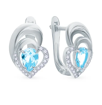 

Silver earrings with Topaz and cubic zirconia sunlight sample 925