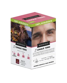 

MONTECELIO Infusion Eco-friendly Rooibos AND Basil In Pyramids. MONTECELIO Cinque Terre. 15 pyramids