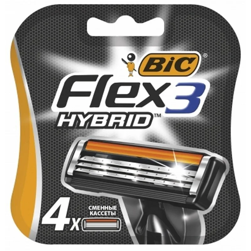 Replaceable cassette for machine Bic &quotFlex 3 hybrid" with three blades 4 PCs | Красота и здоровье