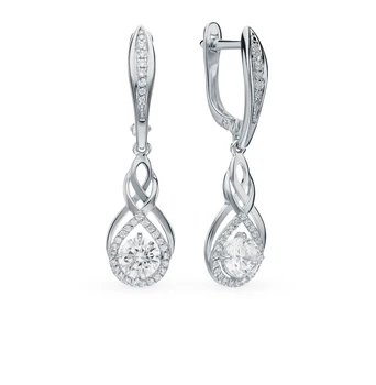 

Silver earrings with cubic zirconia and cubic zirconia Swarovski sunlight sample 925