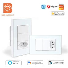 

Benexmart Zigbee Brazil Wall Socket 10A Smart Light Switch Work with Homekit Alexa Google Home Tuya App Electrical Outlet Switch