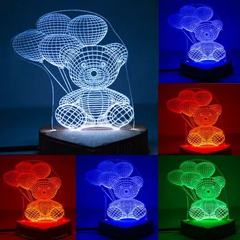 

N-080 Bear with four balls 3D Eco-friendly lamp night light, handmade!