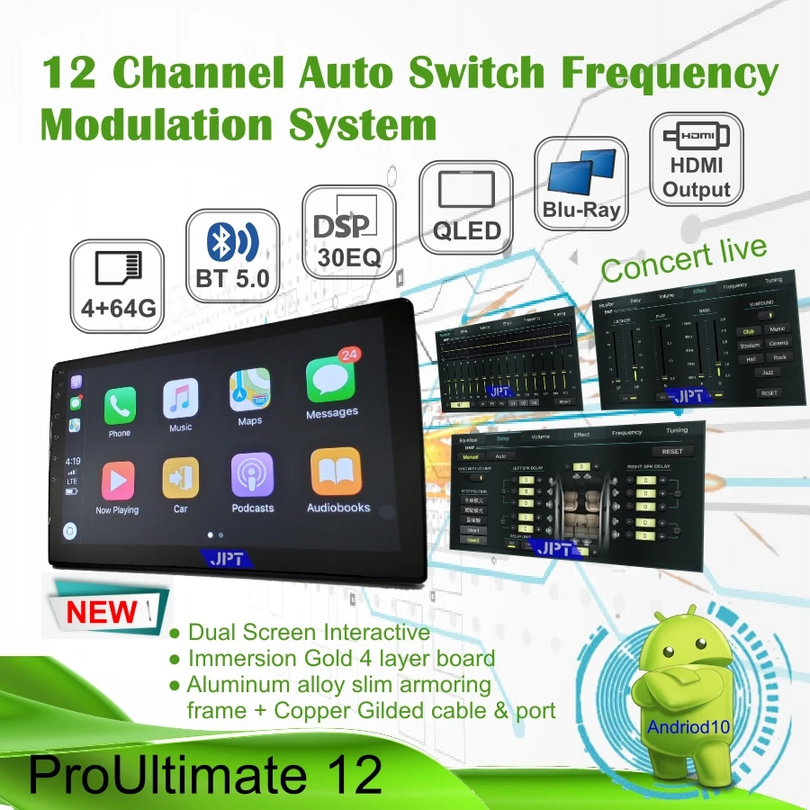 Android Multimedia Player PX6 4G Ram+64G Rom Car Radio Stereo Audio BT5.0 QLED 1280*720 Screen DSP 12 Channel | Автомобили и