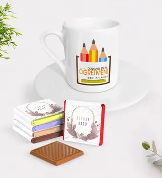 

Personalized World Best Öğretmeni Turkish coffee Cup and Chocolate Gift Set-20