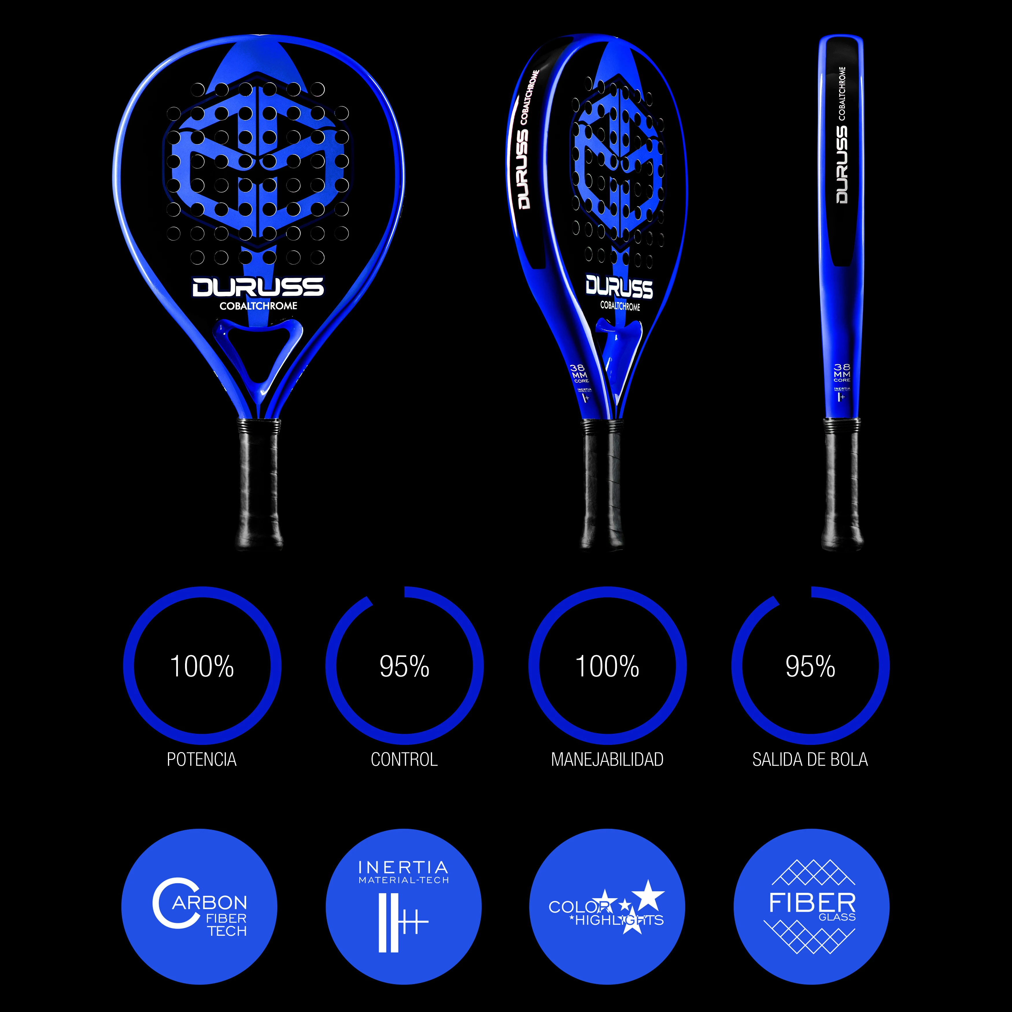  Tennis Paddle Raquet Professional Cobalt Chrome. High technology. Premium Pro Carbon and Fiberglass