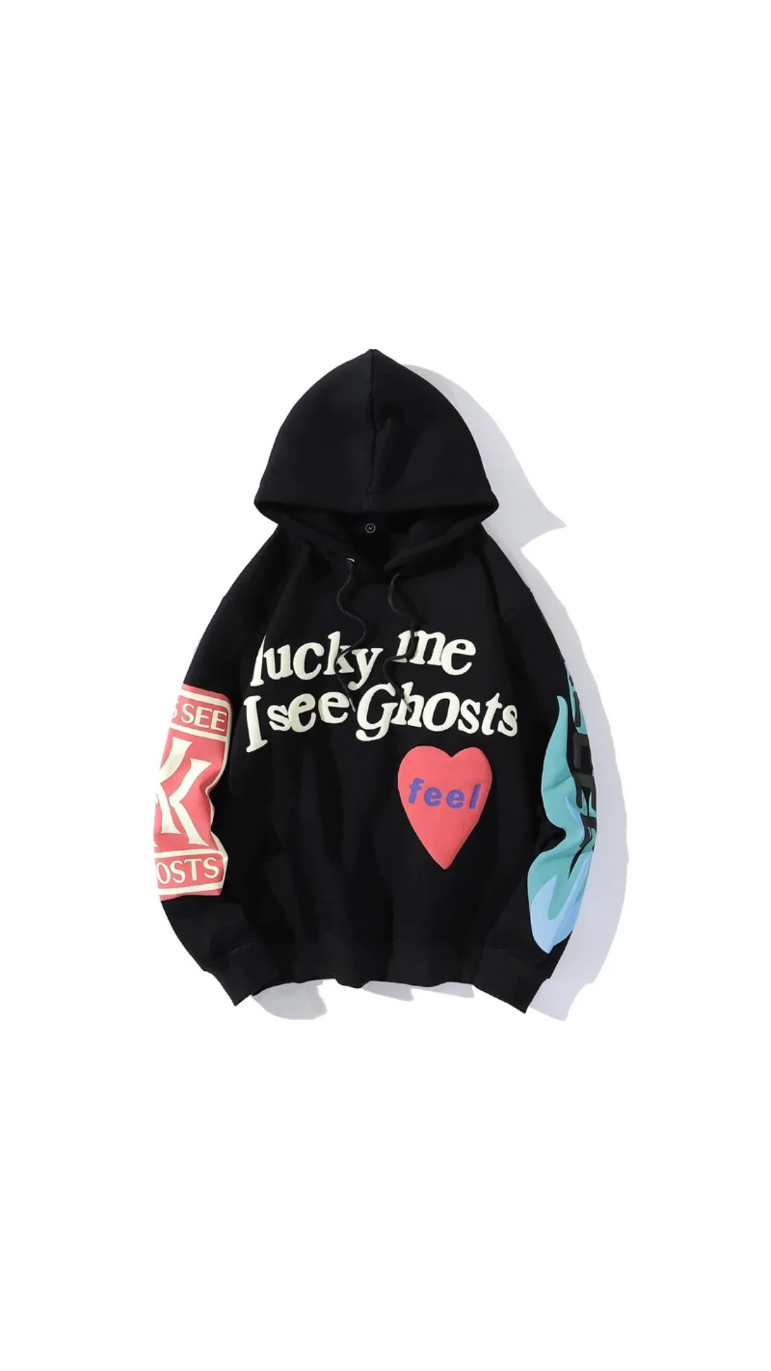 Толстовка унисекс большого размера Kanye West Lucky Me I See Ghost черная и серая Свитшот |