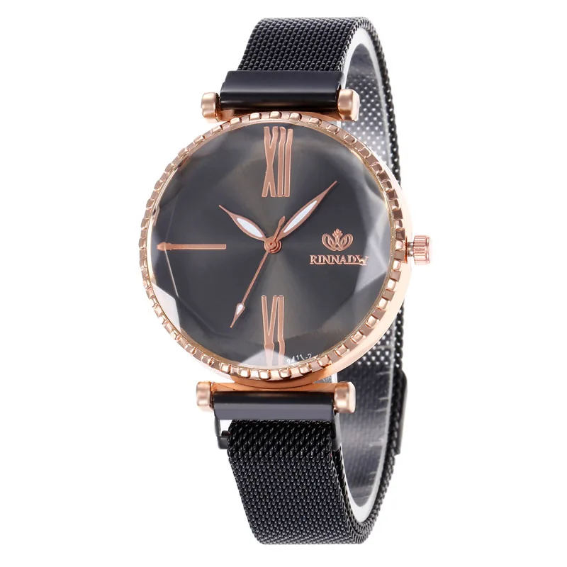 WJ-8559 Простые повседневные женские часы водонепроницаемые магнитные часы с пряжкой женские роскошные кварцевые наручные часы relojes mujer zegarek - Цвет: Черный