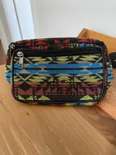 Annmouler-riñonera de tela para mujer, bolso de pecho con doble cremallera, estilo bohemio Tribal, riñonera para teléfono, 6 colores