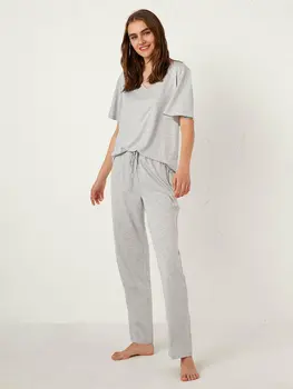 

Modal Blended Fabric Waist Fitted Pajamas Bottom