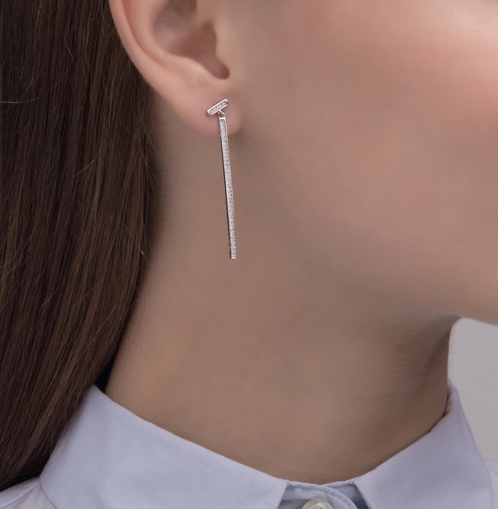 Silver earrings with cubic zirconia SUNLIGHT test 925