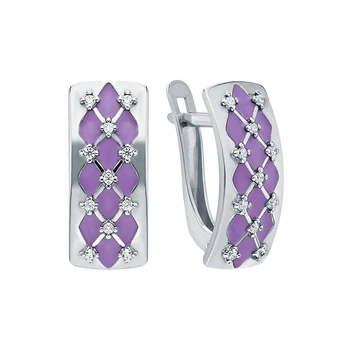 

Silver earrings with enamel and cubic zirconium sunlight sample 925