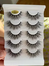 Pestañas postizas 3D, 5 pares, pelo de visón de imitación, pestañas de serie Wispies Fluffies naturales, largas y suaves, hechas a mano, pestañas negras sin crueldad