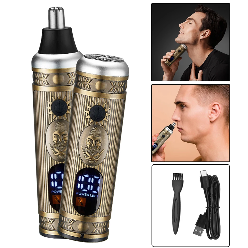 

RUCHA Man Electric Shaver and Nose Hair Trimmer USB Charging With LCD Display Screen For Man Beard Nose Hair Cutting Machine