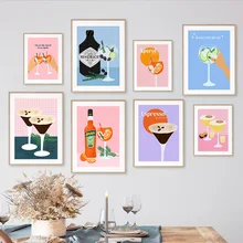 

Retro Mini Cocktail Champagne Drinks Martini Gin Wall Art Canvas Painting Posters And Prints Wall Pictures For Kitchen Decor