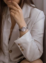 Shengke-Reloj de pulsera de cuarzo con esfera azul para Mujer, nuevo diseño, elegante, 32 MM, movimiento japonés, femenino