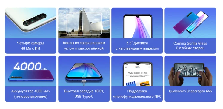 Смартфон XIAOMI REDMI NOTE 8T 3/32Gb