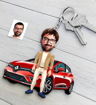 

Personalized Mr Renault Clio Figured Platter Wooden Cartoon Anahtarlık-2