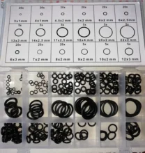 Juntas tóricas de goma para juntas tóricas, sellos de arandela, surtido de estanqueidad, caja de plástico con juego de diferentes tamaños, 225 Uds.