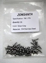 ZONSANTA-tornillo de rosca de acero inoxidable, M1.4, M1.7, M2, 2, M2.6, M3, M3.5, M4, M5, M6, pequeño, 304