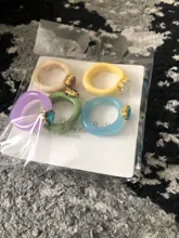 HUANZHI-Conjunto de anillos redondos de resina acrílica para mujer, colorido cuadrado geométrico, con diamantes de imitación, regalo de fiesta, 2021