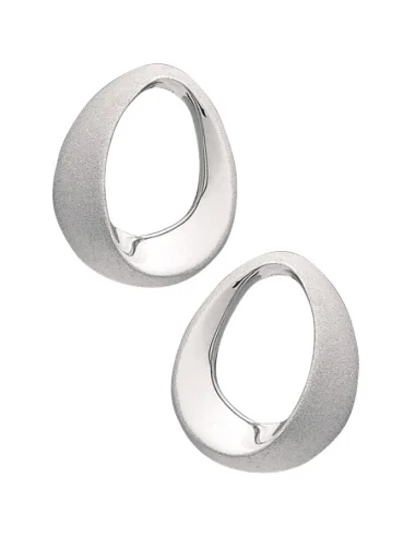 Pendientes Plata Rodiada Ovalado mate-Brillo
