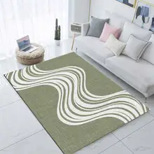 Else Зеленый Белый Волнистые Линии 3d принт Нескользящая микрофибра гостиная современный ковер моющийся коврик