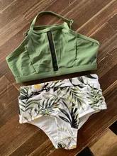 PatPat-Tankini de hoja de palma verde claro para niños, traje de baño a juego para Familia, novedad de verano