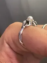 Anillo de compromiso de dos sirenas con perlas para mujer, joyería de boda, Color plata antigua, regalos de amor