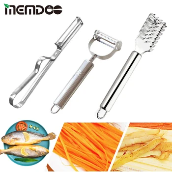 

MEMDOO Fruit Peeler Vegetable Cutter Food Slicer Peeler Fish Scaler Multifunctional Kitchen Utensils Set Stainless Steel
