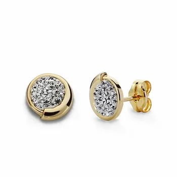 

Earrings 9k gold center zircons 7mm. [AA1614]