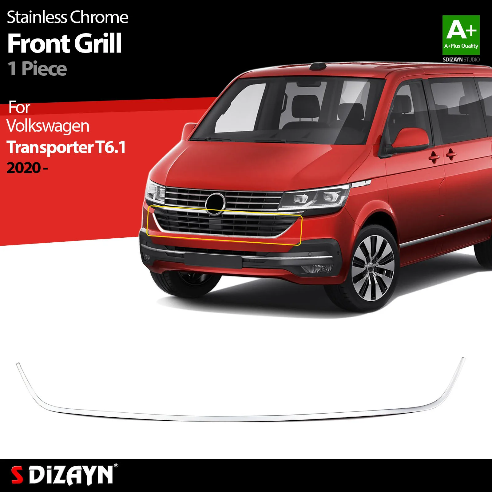 

S Dizayn For Volkswagen Transporter T6 Facelift Chrome Front Grill Stainless Steel 1 Pcs VW Exterior Car Accessories Auto Parts