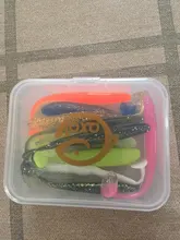 QXO-señuelo suave de pesca, gusano con caja de silicona, Swimbait, Streamer, señuelo cuchara para pescar, conjuntos de tambaleador de 7cm y 10cm