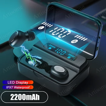 

Sport Wireless Bluetooth Headsets TWS Wireless Earphone LED Display 2200mAh 5.0 Bluetooth Headphone Waterproof Earbuds For Phone