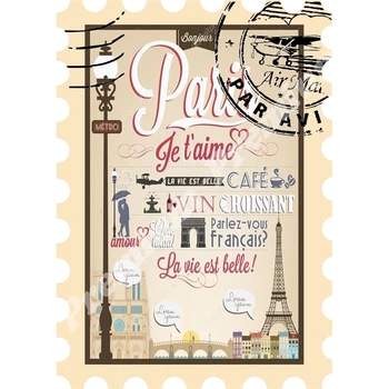 

PARIS France souvenir magnet vintage tourist poster