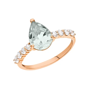 

Gold ring with cubic zirconia and празиолитами sunlight sample 585