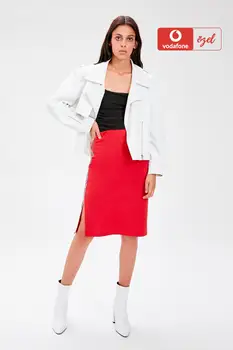 

Trendyol Red Sides Striped Knitted Skirt TWOAW20ET0080
