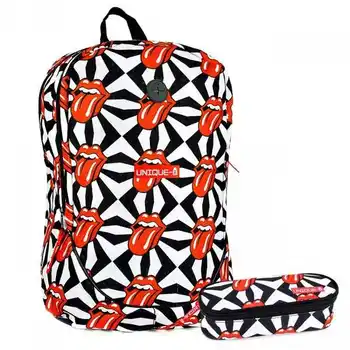 

School backpack Unique Rolling Stones + Pencil Case