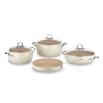 

Cookware Set 4 piece Granite Stew Pot Made in Turkey