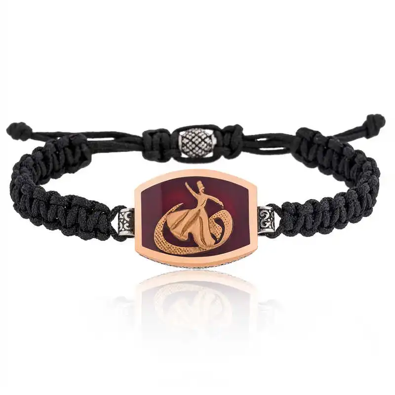 

Silver Whirling Dervish Vav Pattern Macrame Men 'S Bracelet