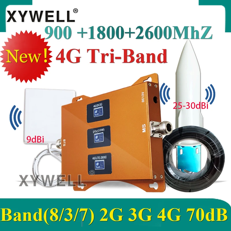 Трехдиапазонный усилитель сотовой связи 4G 900 1800 2600 МГц 2g 3g 4g ретранслятор сигнала